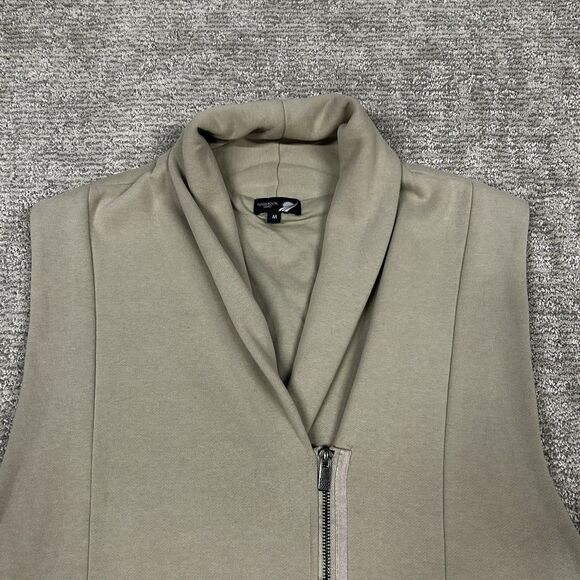 Fundamental Coast Zip Front Kelly Vest Womens Medium Sweatshirt Shawl Collar Tan - Picture 3 of 9